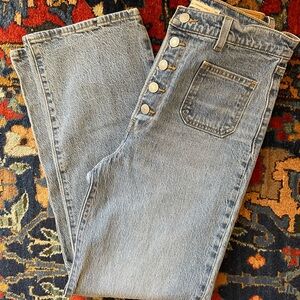 Medium Wash Button Fly Denim